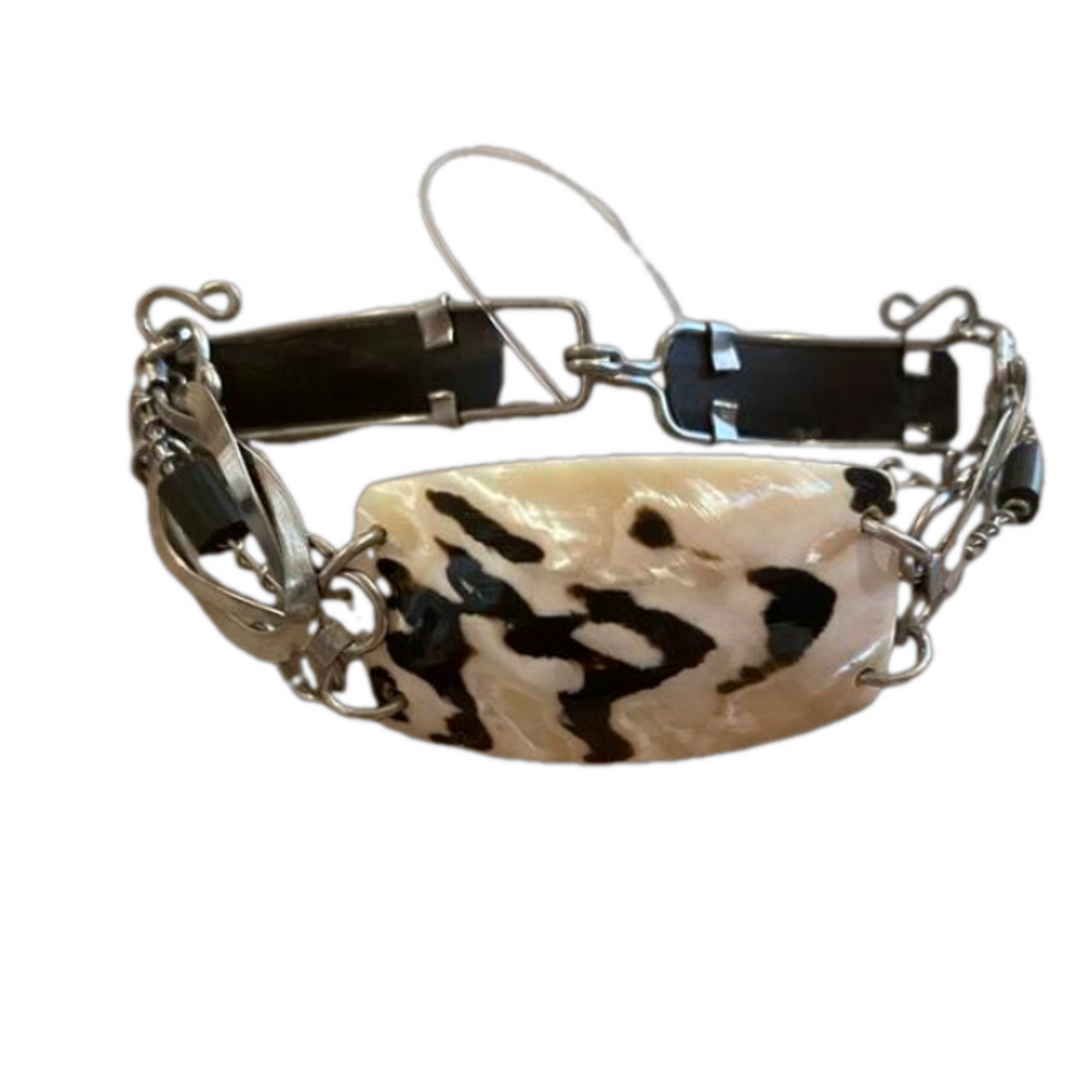 Vintage Handmade CUBA Bracelet - Shell n Metal